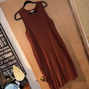 Garnet Hill Sleeveless Rust Midi Dress
